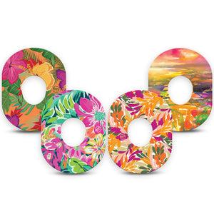 ExpressionMed Tangerine Tropics Variety Pack Dexcom G7 Tape, Dexcom Stelo Glucose Biosensor System, 4-Pack Tape Variety Pink and Orange Palms, Overlay Tape CGM Design