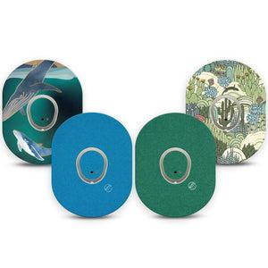ExpressionMed Seaside Pines Variety Pack Dexcom G7 Sticker and Tape, Dexcom Stelo Glucose Biosensor System,  Earth Blues and Greens, Vinyl Sticker and Tape Pairing Continuous Glucose Monitor Design