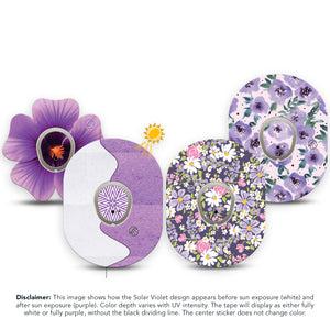 ExpressionMed Purple Hues Variety Pack Dexcom G7 Tape, Dexcom Stelo Glucose Biosensor System, 4-Pack Tape and 4-Pack Stickers Variety Sunlight-Activated, Overlay Tape CGM Design