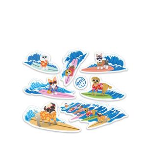 Surfing Dog Laptop Stickers