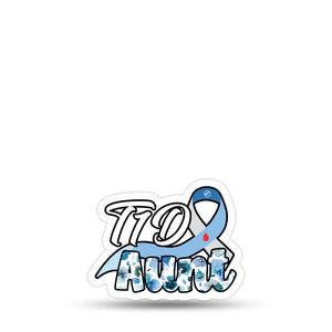 ExpressionMed ExpresssionMed, T1D Aunt Decal Sticker, Blue Florals Single StickerType-1 Diabetic Aunt