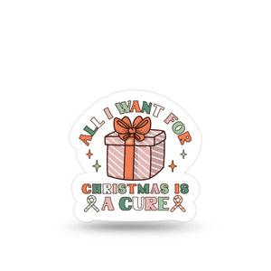 ExpressionMed, Christmas Cure Decal, Single Sticker, Christmas Gift Diabetic "All I Want for Christmas is a Cure" Vinyl Decorative Sticker