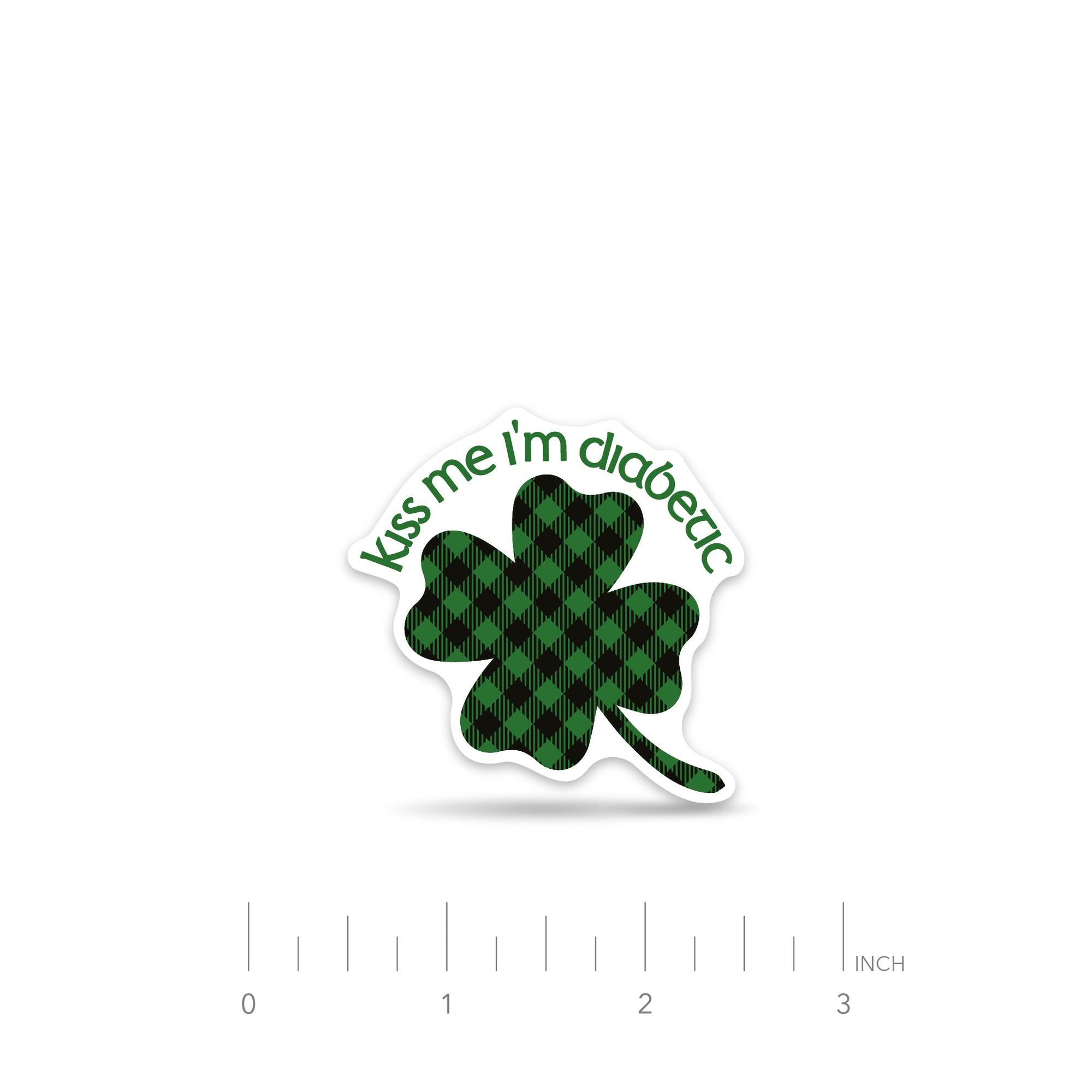 ExpressionMed Kiss Me I'm Diabetic Decal Sticker, Single Sticker, Irish Tartan Themed sticker Design