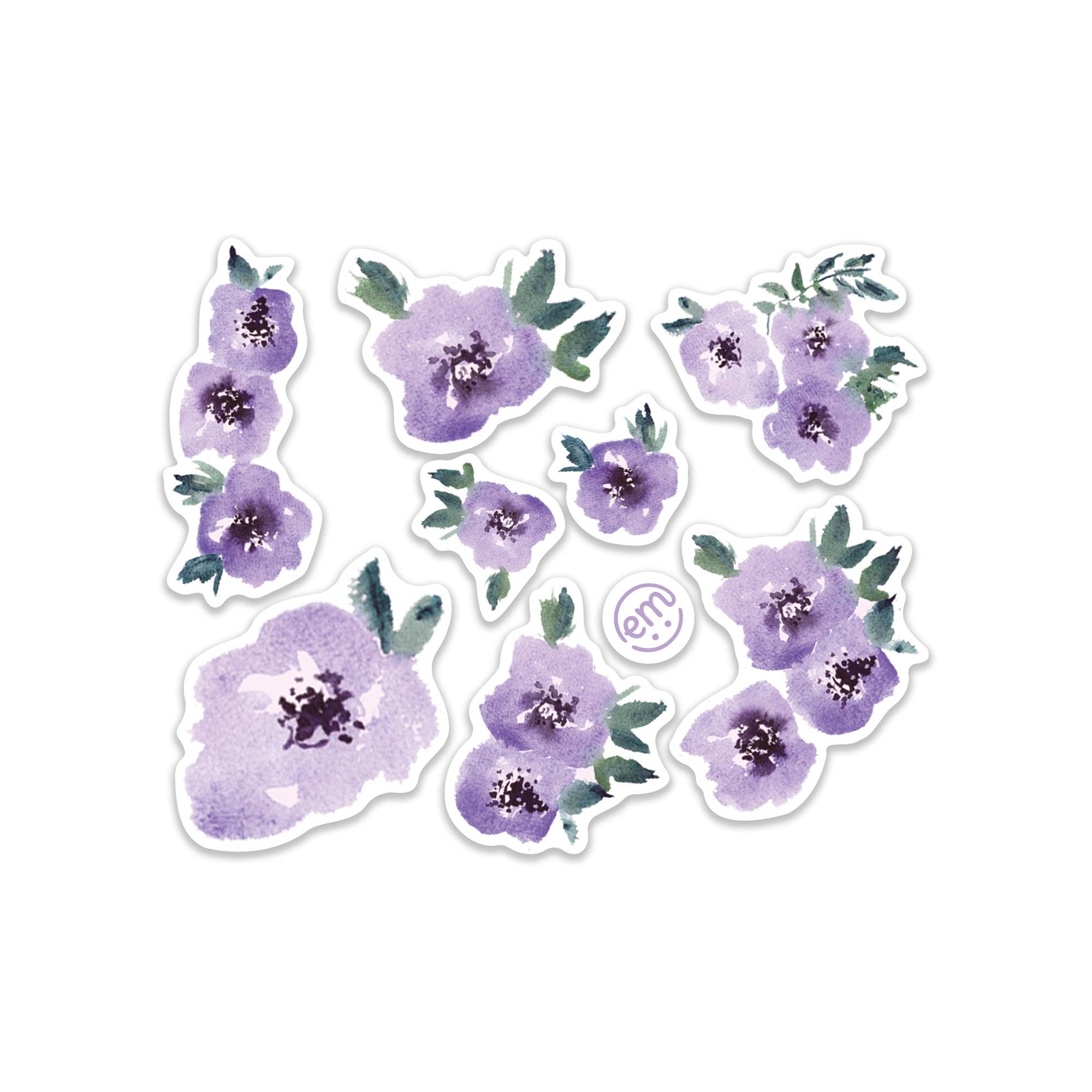 ExpressionMed ExpressionMed, Flowering Amethyst Decal Sticker Sheet, Multi-Pack of Purple Amethyst Flower Stickers