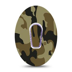 ExpressionMed Camo Dexcom G6 Tape Single Tape and Single Sticker Olive green camofaluge, Plaster Continuous Glucose Monitor Design