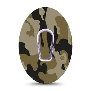 ExpressionMed Camo Dexcom G6 Tape Single Tape and Single Sticker Olive green camofaluge, Plaster Continuous Glucose Monitor Design