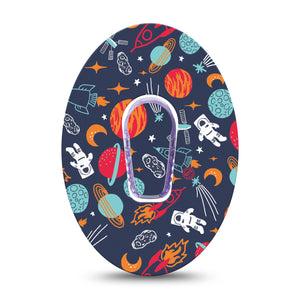 ExpressionMed Space Dexcom G6 Tape Single Tape and Single Sticker Outerspace Adventure Themed, Plaster Continuous Glucose Monitor Design