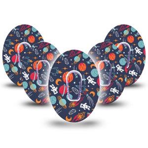 ExpressionMed Space Dexcom G6 Tape, 5-Pack Tape and 5-Pack Sticker Space Artwork Themed, Plaster Continuous Glucose Monitor Design