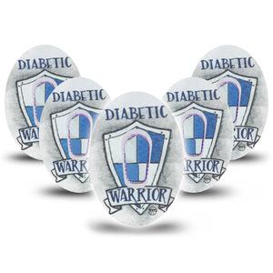 ExpressionMed Diabetic Warrior Dexcom G6 Tape, 5-Pack Tape and 5-Pack Sticker Diabetic Shield Themed, Plaster Continuous Glucose Monitor Design