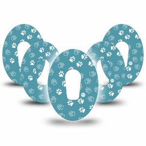 ExpressionMed Blue and White Pawprints Dexcom G6 Tape 5-Pack