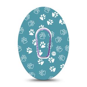 ExpressionMed Blue and White Pawprints Dexcom G6 Tape and Sticker