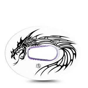 ExpressionMed Dragon Dexcom G6 Tape Single Tape and Single Sticker Mythical Creature Inspired, Plaster Continuous Glucose Monitor Design
