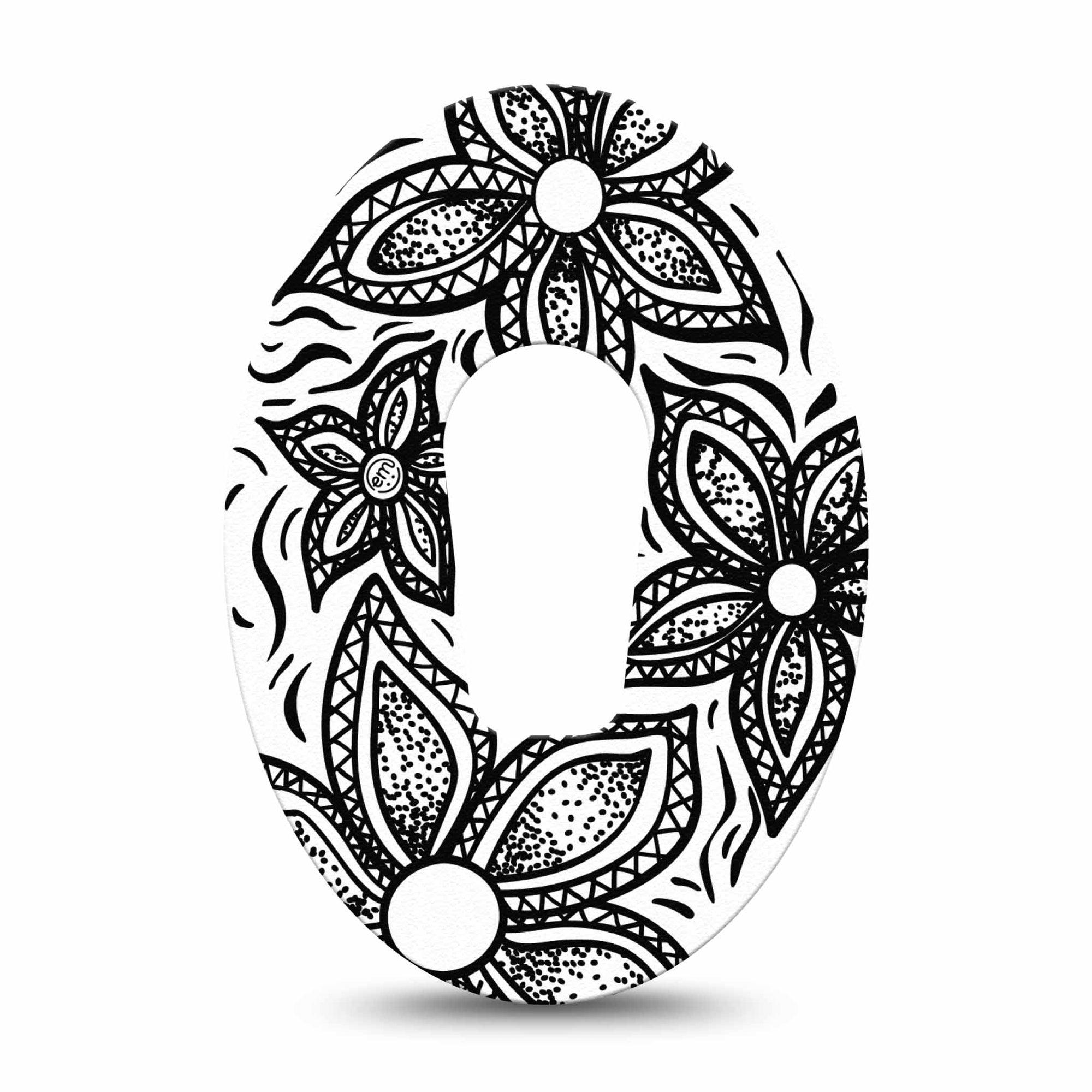 Black and White Floral Dexcom G6 Tape