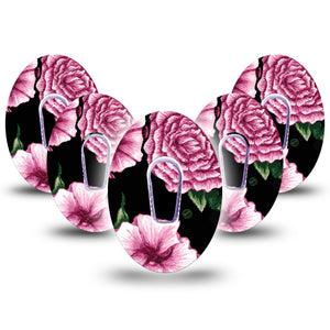 ExpressionMed Intricate Flower Dexcom G6 Tape 5-Pack Tape and 5-Pack Sticker Detailed Blossom, Plaster Continuous Glucose Monitor Design