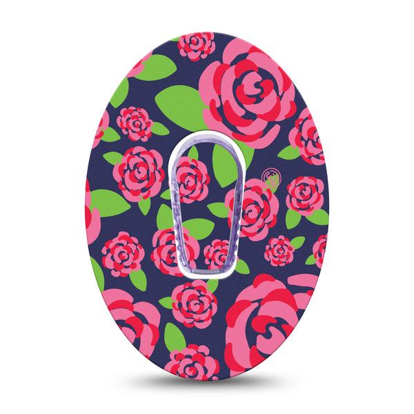 ExpressionMed Pretty Pink Roses Dexcom G6 Tape Single Tape and Single Sticker Pink Floral, Plaster Continuous Glucose Monitor Design