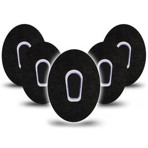 ExpressionMed Black Dexcom G6 Tape, 5-Pack Tape and 5-Pack Sticker Plain Black Themed, Plaster Continuous Glucose Monitor Design