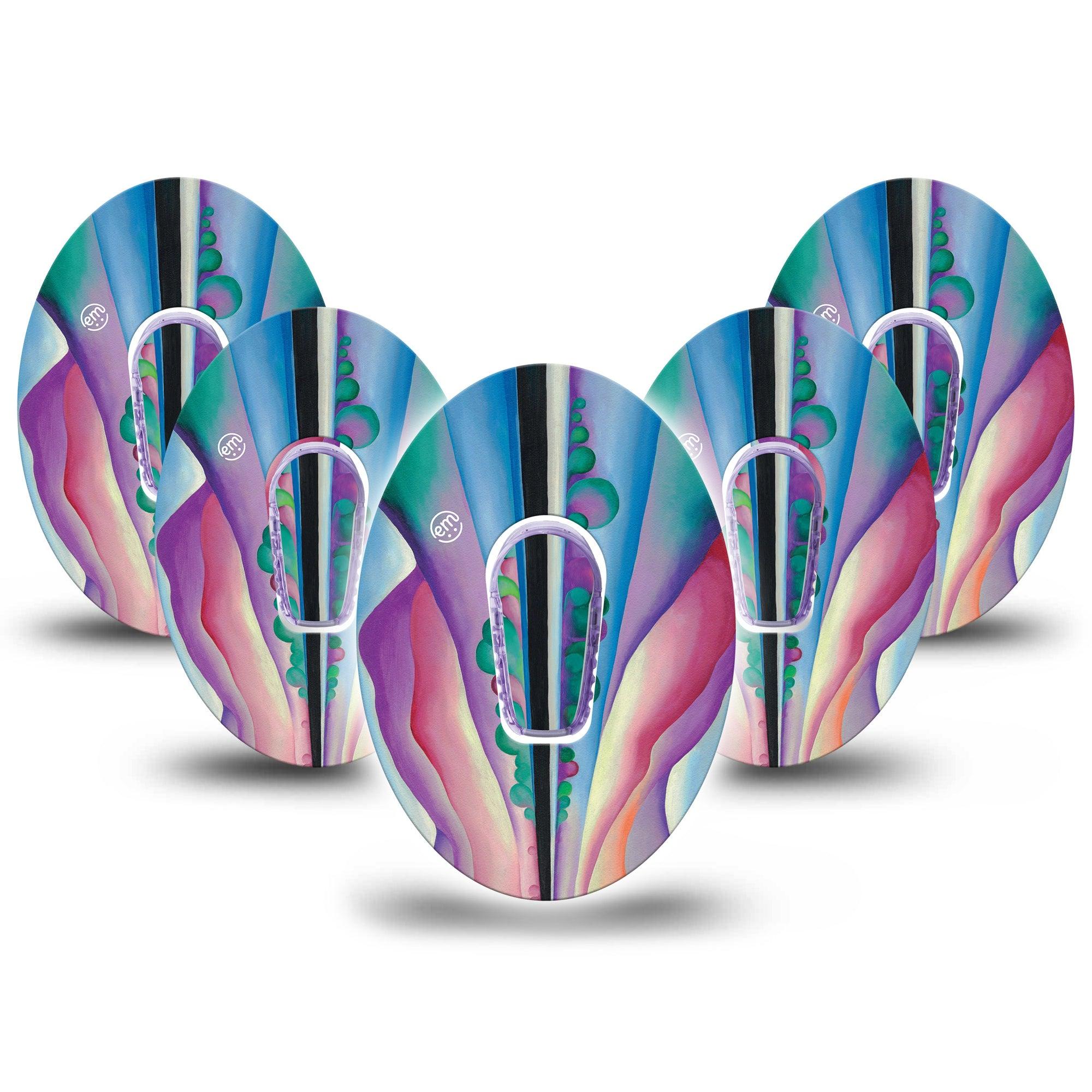 ExpressionMed Lake George Reflection Dexcom G6 Tape, 5-Pack Tape and 5-Pack Sticker Lakeside Illustration Inspired, Plaster Continuous Glucose Monitor Design