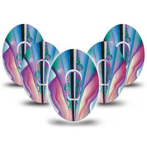 ExpressionMed Lake George Reflection Dexcom G6 Tape, 5-Pack Tape and 5-Pack Sticker Lakeside Illustration Inspired, Plaster Continuous Glucose Monitor Design