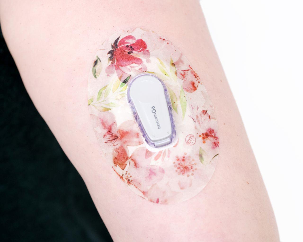 ExpressionMed Mixed Florals Variety Pack Dexcom G6 Tape, Single Tape, Arm Wearing Floral Themed CGM Adhesive Patch Design