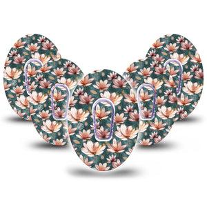 ExpressionMed Magnolia Dexcom G6 Tape, 5-Pack Tape and 5-Pack Sticker Sweet-Scented Florals Inspired, Plaster Continuous Glucose Monitor Design