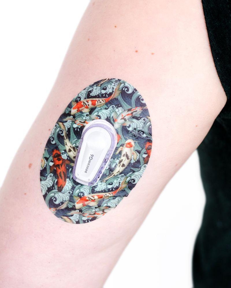 ExpressionMed Moody Blues Variety Pack Dexcom G6 Tape, Single Tape, Arm Wearing Fish Themed CGM Adhesive Patch Design