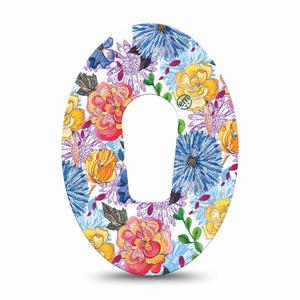 Stylised Floral Dexcom G6 Tape, Single, Floral Artwork Inspired, CGM Plaster Patch Design