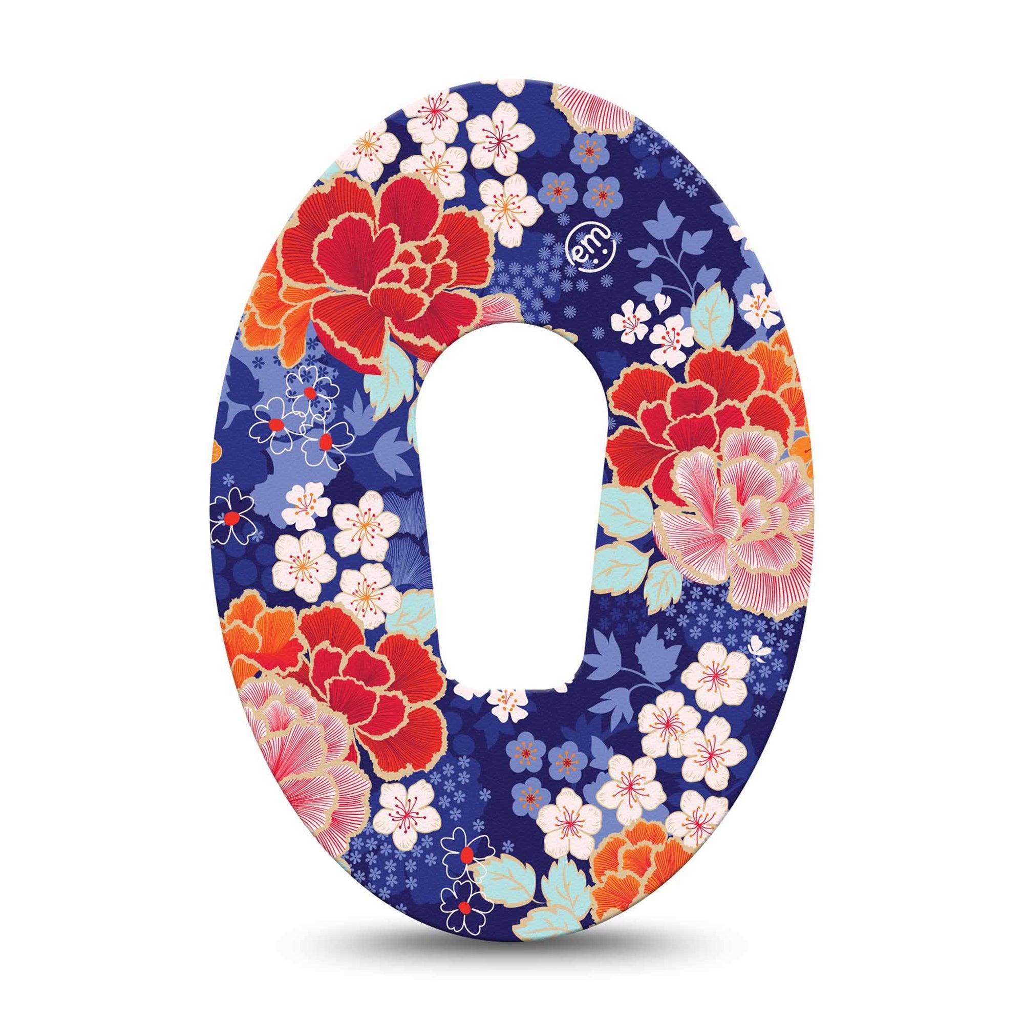 Chinoise Flowers Dexcom G6 Tape, Single, Blooming Florals Themed, CGM Adhesive Patch Design