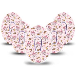 ExpressionMed Castles Dexcom G6 Tape, 5-Pack Tape and 5-Pack Sticker Enchanted Kingdom Inspired, Plaster Continuous Glucose Monitor Design