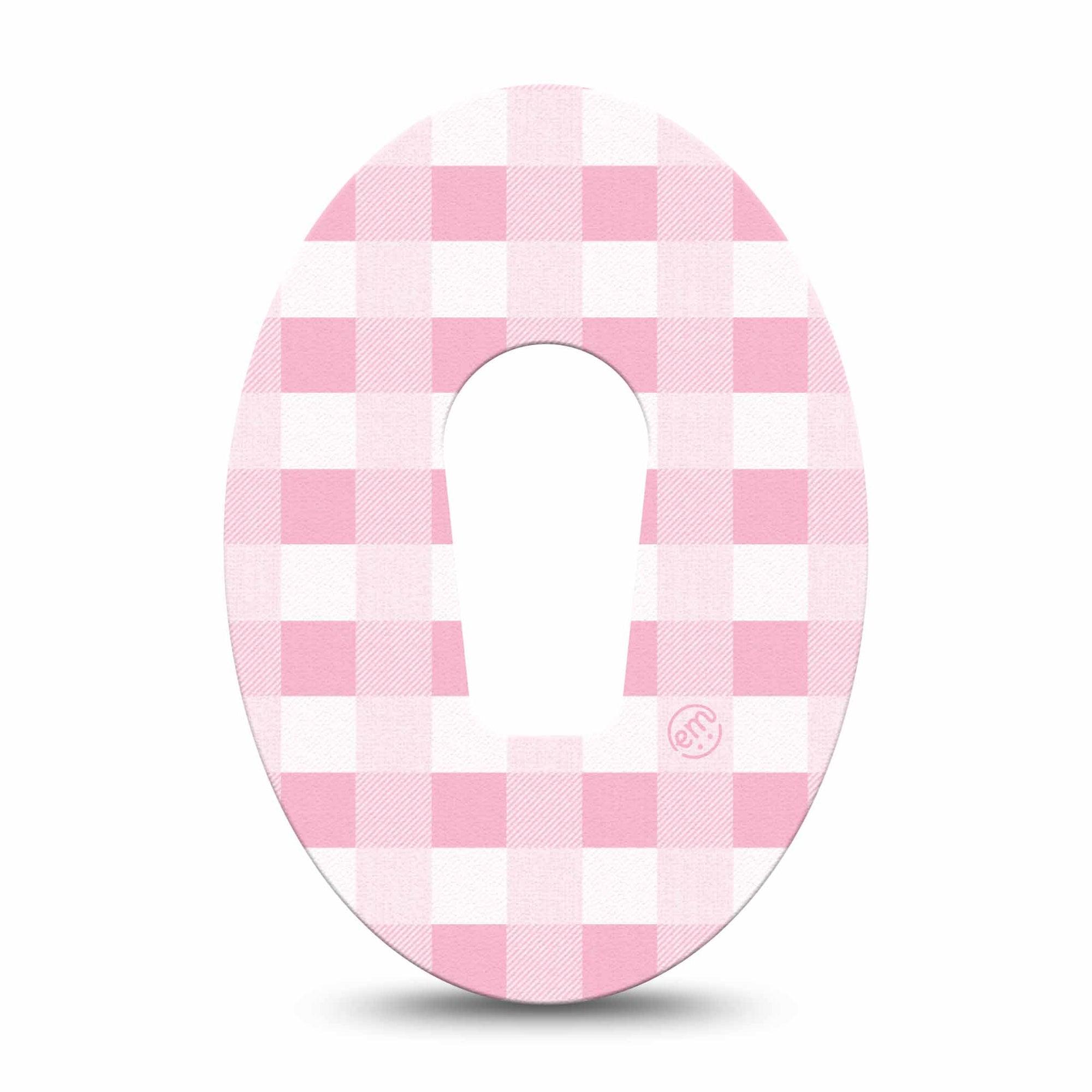 ExpressionMed Pink Gingham Dexcom G6 Tape, Single, Striped Light Colors Themed, CGM Plaster Patch Design