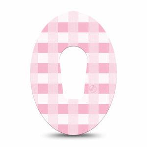 ExpressionMed Pink Gingham Dexcom G6 Tape, Single, Striped Light Colors Themed, CGM Plaster Patch Design
