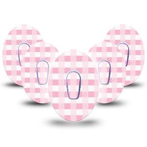 ExpressionMed Pink Gingham Dexcom G6 Tape, 5-Pack Tape and 5-Pack Sticker Plaid Design Inspired, Plaster Continuous Glucose Monitor Design
