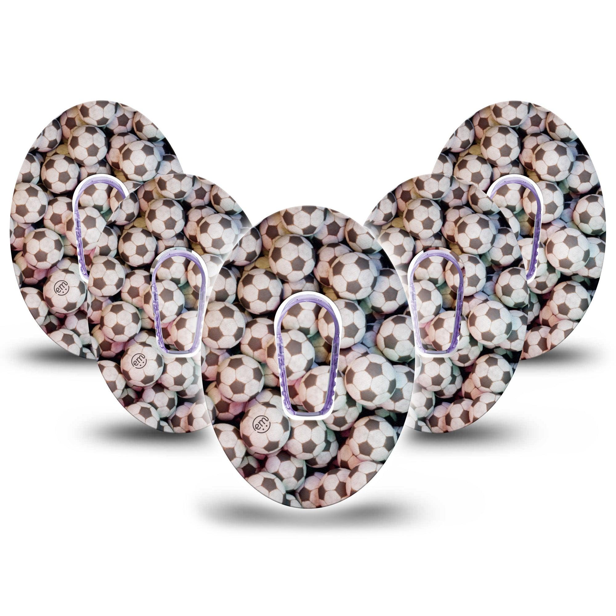 ExpressionMed Soccer Dexcom G6 Tape, 5-Pack Tape and 5-Pack Sticker Field Sports Themed, Plaster Continuous Glucose Monitor Design