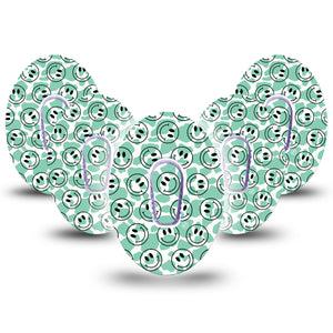 ExpressionMed Happy Cow Print Dexcom G6 Tape, 5-Pack Tape and 5-Pack Sticker Cow Print Smiley Themed, Plaster Continuous Glucose Monitor Design