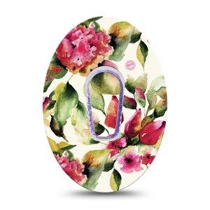ExpressionMed Floral Romance Dexcom G6 Tape Single Tape and Single Sticker  Rosy Flowerets, Plaster Continuous Glucose Monitor Design