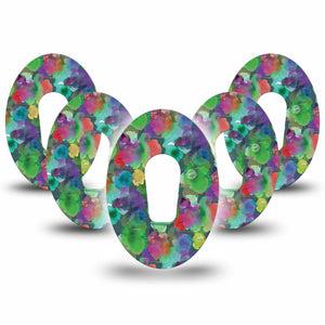 ExpressionMed Watercolor Mood Dexcom G6 Tape 5-Pack Multicolored Splashes, CGM Overlay Patch Design