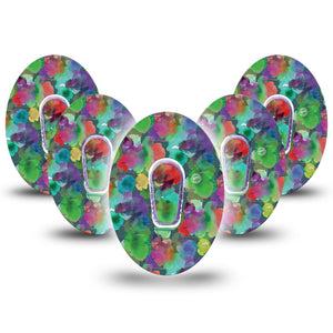 ExpressionMed Watercolor Mood Dexcom G6 Tape, 5-Pack Tape and 5-Pack Sticker Colored Spots, Plaster Continuous Glucose Monitor Design