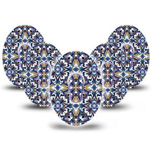 ExpressionMed Moroccan Dexcom G6 Tape, 5-Pack Tape and 5-Pack Sticker Psychedelic Pattern Inspired, Plaster Continuous Glucose Monitor Design
