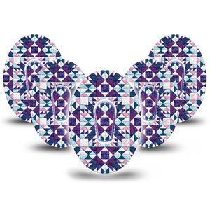 ExpressionMed Quilted Dexcom G6 Tape, 5-Pack Tape and 5-Pack Sticker Amusing Triangle Quilt, Plaster Continuous Glucose Monitor Design