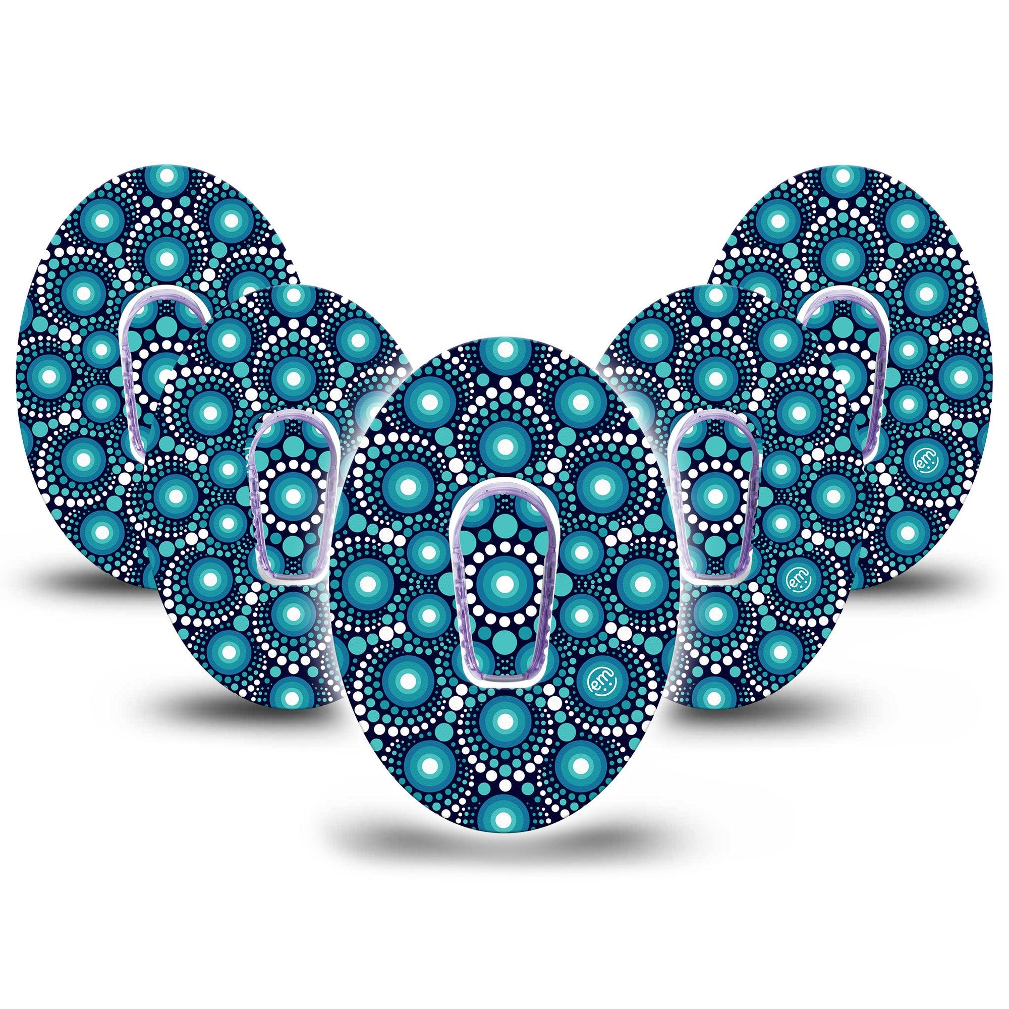 ExpressionMed Dot Art Dexcom G6 Tape, 5-Pack Tape and 5-Pack Sticker Light Colored Artwork, Plaster Continuous Glucose Monitor Design