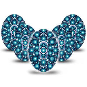 ExpressionMed Dot Art Dexcom G6 Tape, 5-Pack Tape and 5-Pack Sticker Light Colored Artwork, Plaster Continuous Glucose Monitor Design