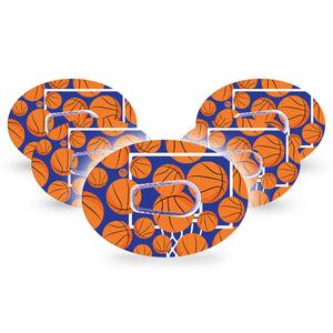 ExpressionMed Basketball Dexcom G6 Tape, 5-Pack Tape and 5-Pack Sticker Ball and Hoops, Plaster Continuous Glucose Monitor Design