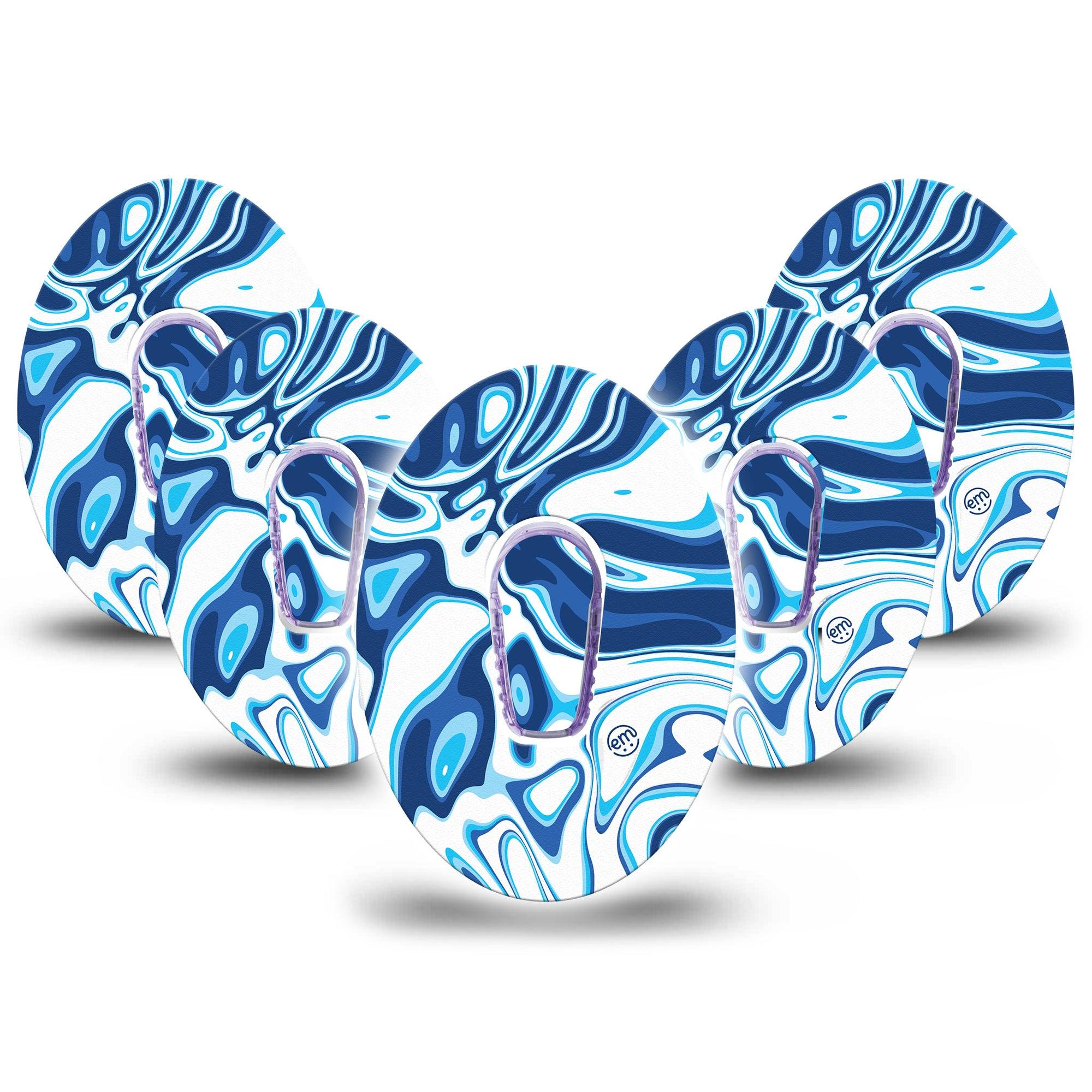 ExpressionMed Blue Marble Dexcom G6 Tape, 5-Pack Tape and 5-Pack Sticker Multicolored Ethnic Art, Plaster Continuous Glucose Monitor Design