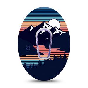 ExpressionMed Retro Mountain G6 Transmitter Sticker Retrowave Nature Artwork, CGM Tape and Sticker Pairing