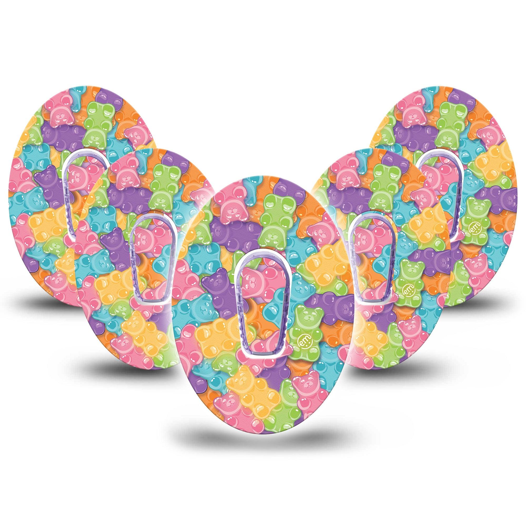 ExpressionMed Gummy Bears Dexcom G6 Tape, 5-Pack Tape and 5-Pack Sticker Candy Treats, Plaster Continuous Glucose Monitor Design