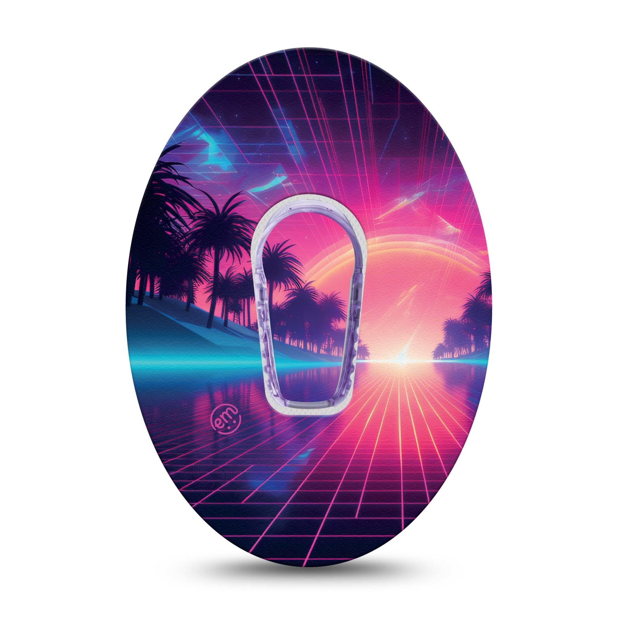 ExpressionMed Neon Synthwave G6 Transmitter Sticker Stylish Nature, CGM Tape and Sticker Design