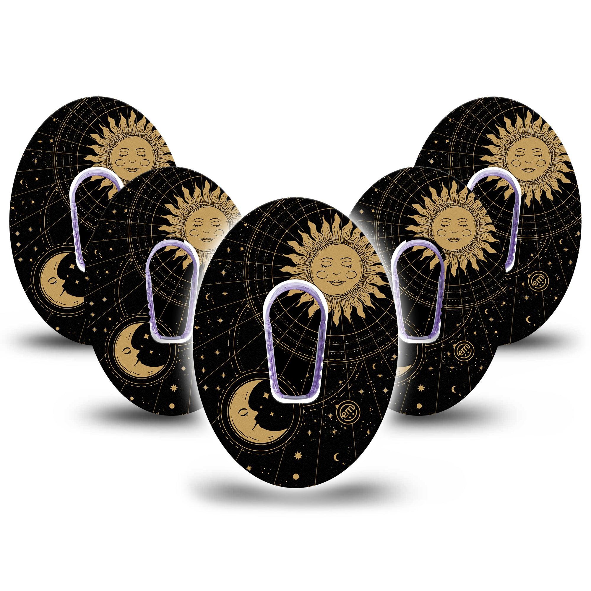 ExpressionMed Cosmic Vibes Dexcom G6 Tape, 5-Pack Tape and 5-Pack Sticker Stellar Artwork, Plaster Continuous Glucose Monitor Design