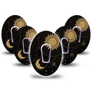 ExpressionMed Cosmic Vibes Dexcom G6 Tape, 5-Pack Tape and 5-Pack Sticker Stellar Artwork, Plaster Continuous Glucose Monitor Design