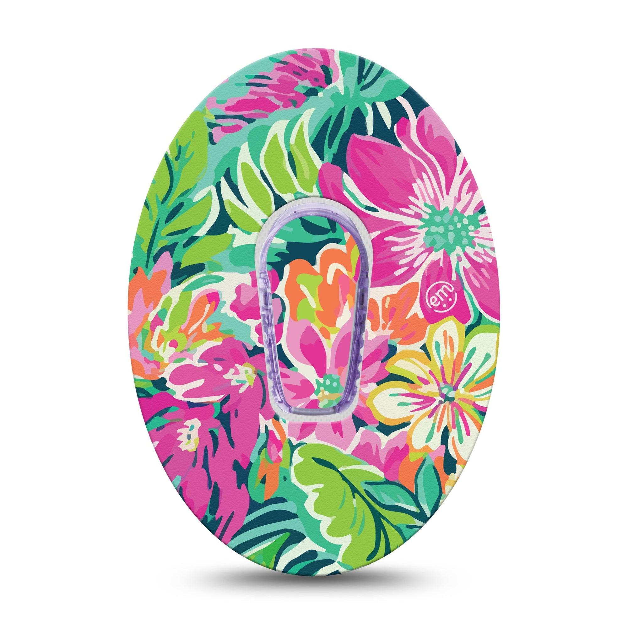 ExpressionMed Tropic Burst G6 Transmitter Sticker Artsy Florals, CGM Tape and Sticker Pairing