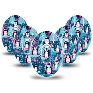 ExpressionMed Penguins Dexcom G6 Tape, 5-Pack Tape and 5-Pack Sticker Trees and Birds, Plaster Continuous Glucose Monitor Design