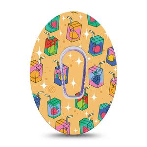 ExpressionMed Juicebox Dexcom G6 Tape Single Tape and Single Sticker Cute Drink Design, Plaster Continuous Glucose Monitor Design